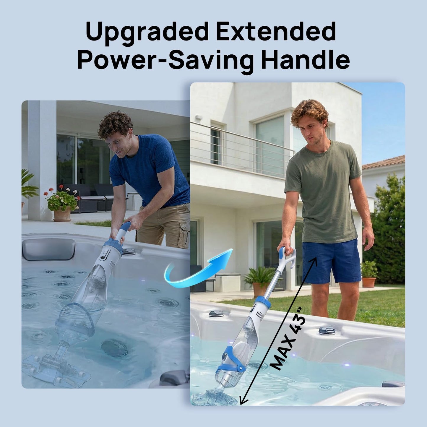 Cordless Pool Vacuum for Above Ground & Inground Pools, Consciot Handheld Rechargeable Pool Cleaner, 1110 GPH Suction, Telescopic Pole up to 87.5", 75Min Runtime, See-Through Head for Debris & More
