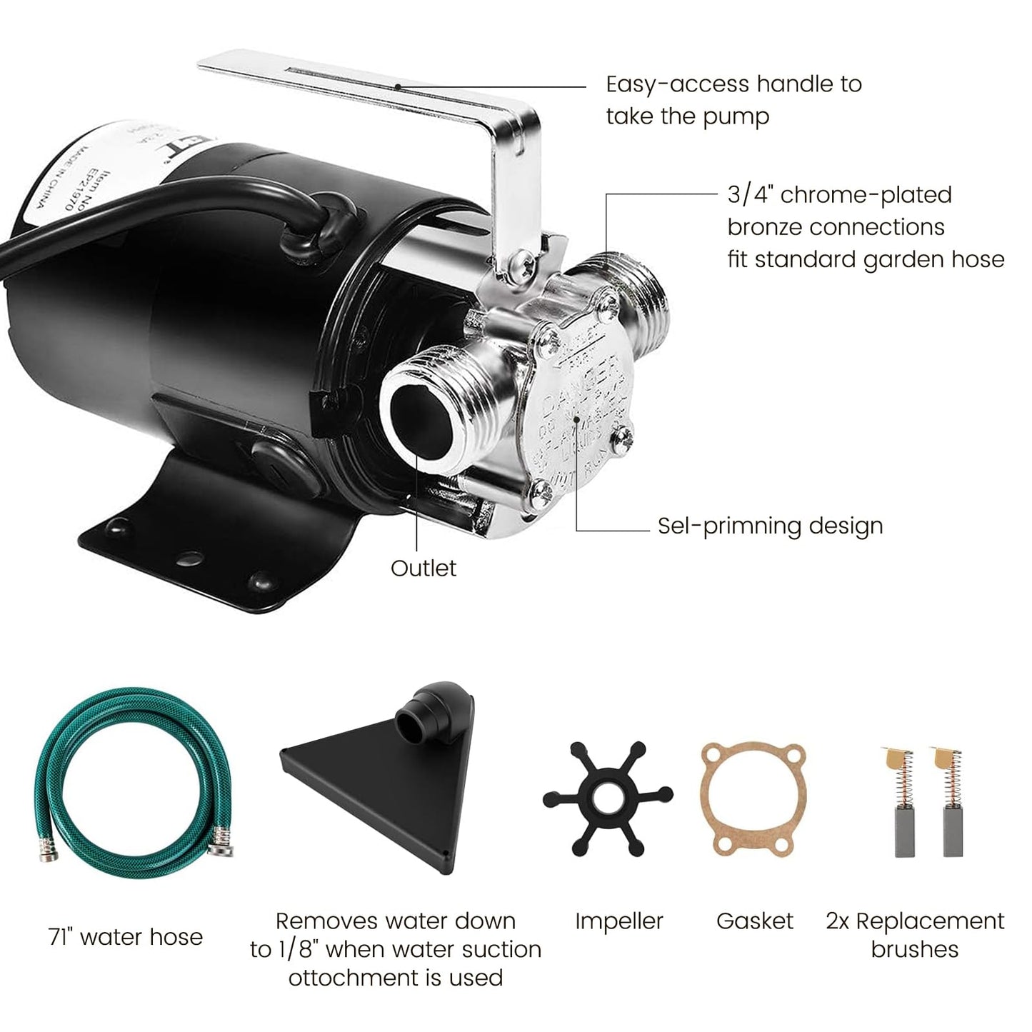 Goplus Water Transfer Pump, 115V 1/10HP 330GPH Portable Electric Utility Pump with 6FT Suction Hose Kit, Remove Water from Garden, Flooded Basements, Rain Barrel, Water Bed, Pool, Ponds and Aquariums