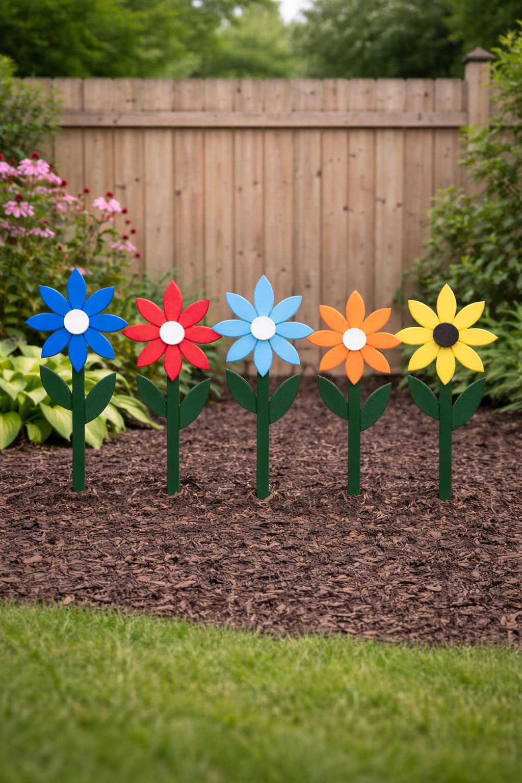 Peaceful Classics Amish Handmade Garden Flower Stake – Poly Outdoor Yard Decoration – Made in USA, Weatherproof & Rot-Proof – Stainless Steel Hardware – Fully Assembled – 23.5” x 8.5” (Orange)