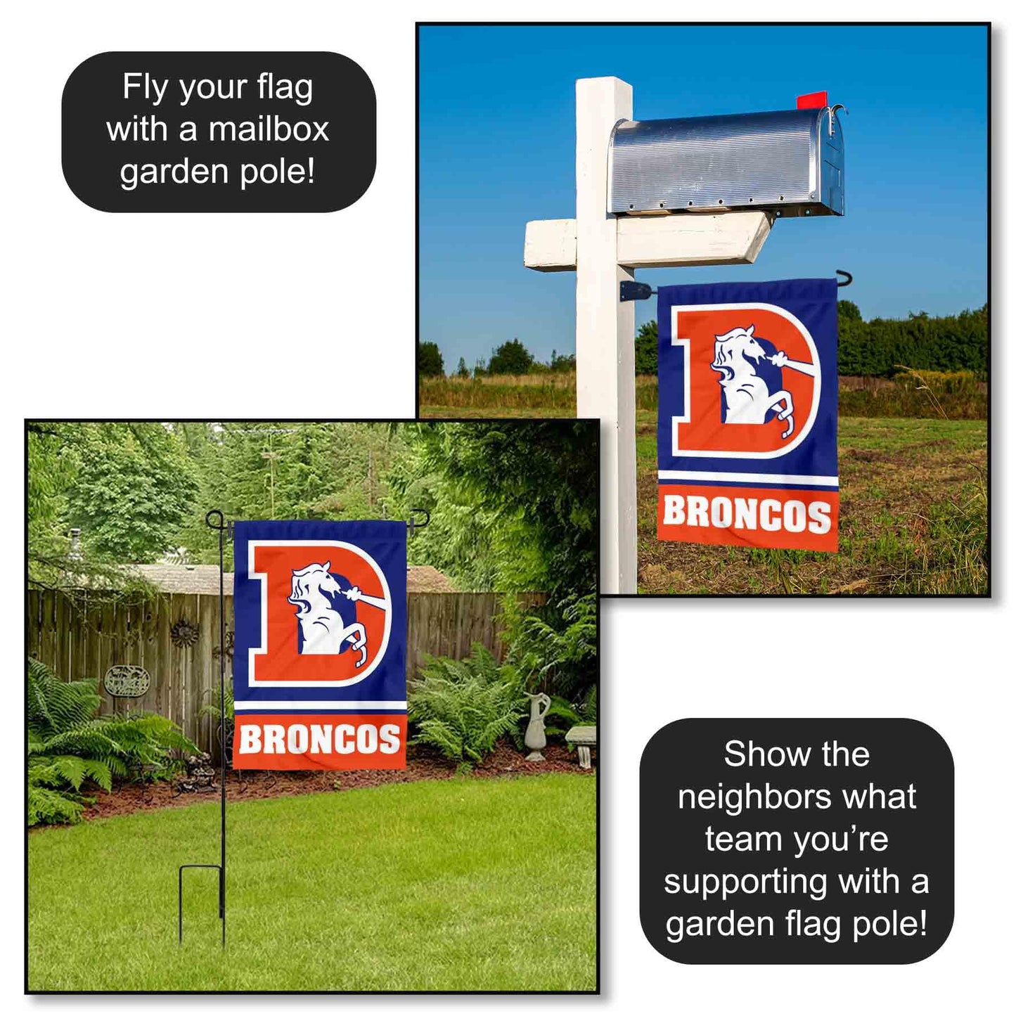 Denver Broncos Throwback Logo Double Sided Garden Flag