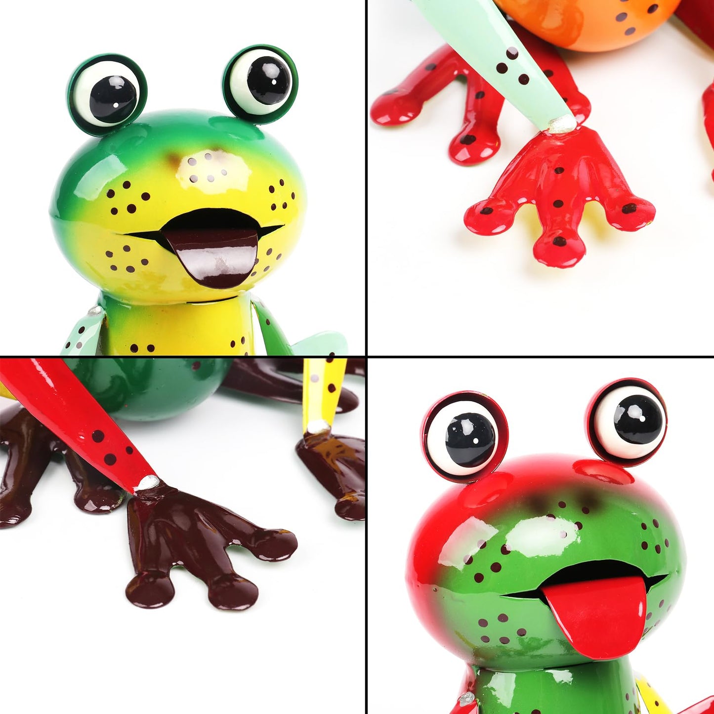 Cruis Cuka Metal Garden Decor Yard Art for Outside Set of 2 Cute Frogs Lawn Patio Ornaments Backyard Decorations Garden Gifts - (Yellow,Green)