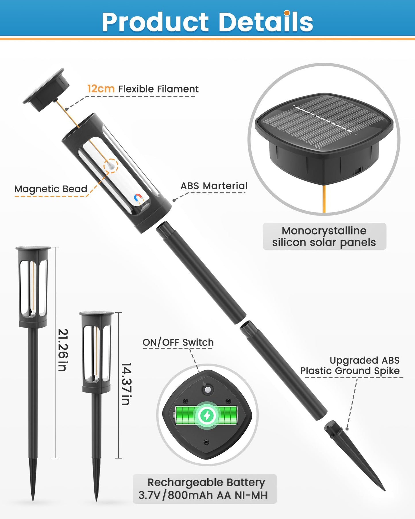 VOLISUN Solar Pathway Lights,8 Pack LED Solar Lights Outdoor Waterproof, Landscape Lighting,Warm Color Solar Path Lights,Landscape Lights,Solar Garden Lights for Yard Lawn Driveway Walkway