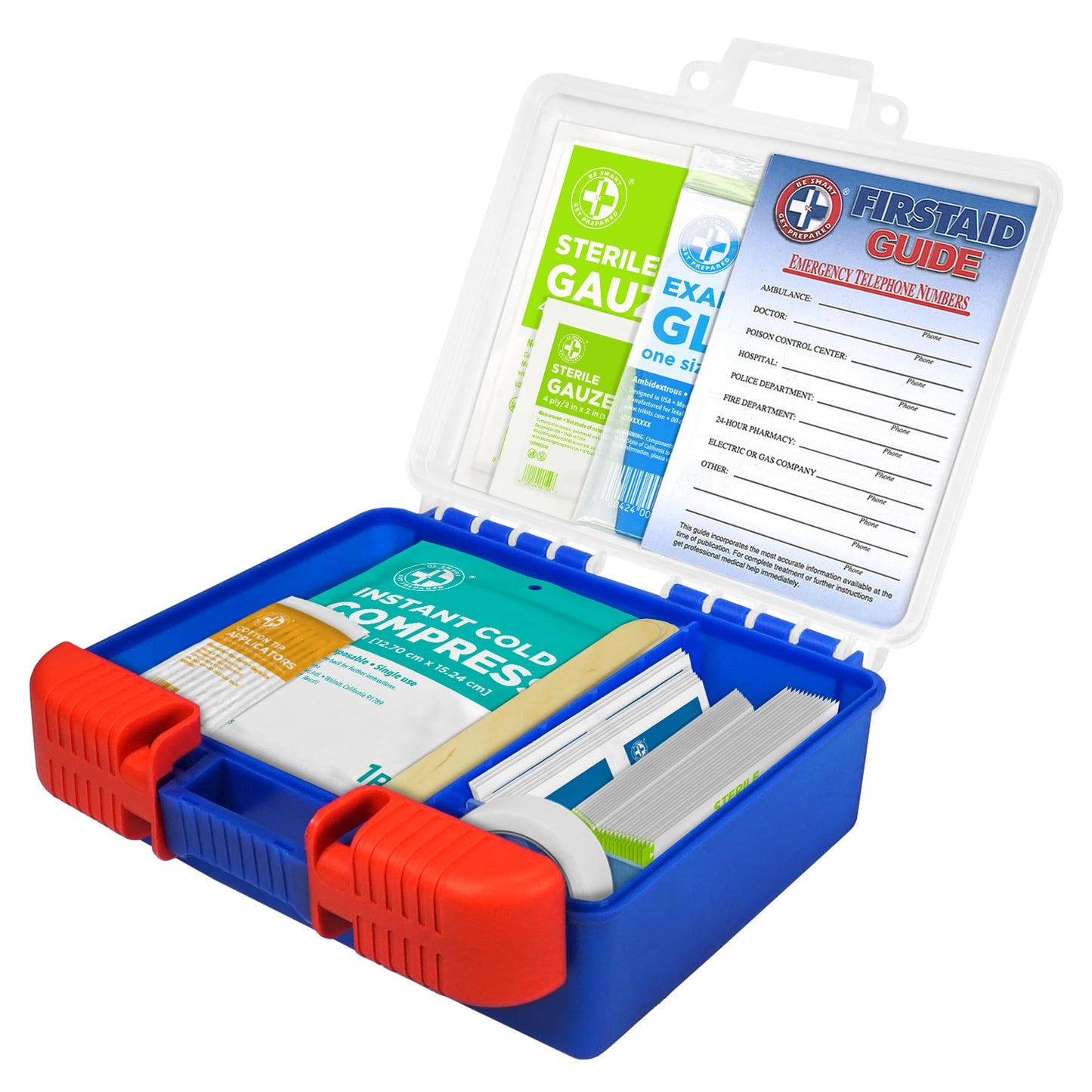 Be Smart Get Prepared 110 pc First Aid Kit (4 Pack): Clean, Treat, Protect Minor Cuts, Home, Office, Car, School, Business, Travel, Emergency, Outdoor, Camping & Sports (Packaging May Vary)