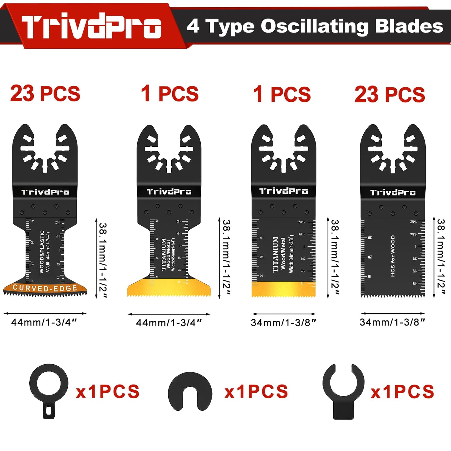Multitool Blades Multi-Tool Blades Kits - TrivdPro 48pcs Oscillating Tool Blade Oscillating Saw Blades for Metal Wood Plastic Fits Dewalt Milwaukee Ryobi Fein Bosch