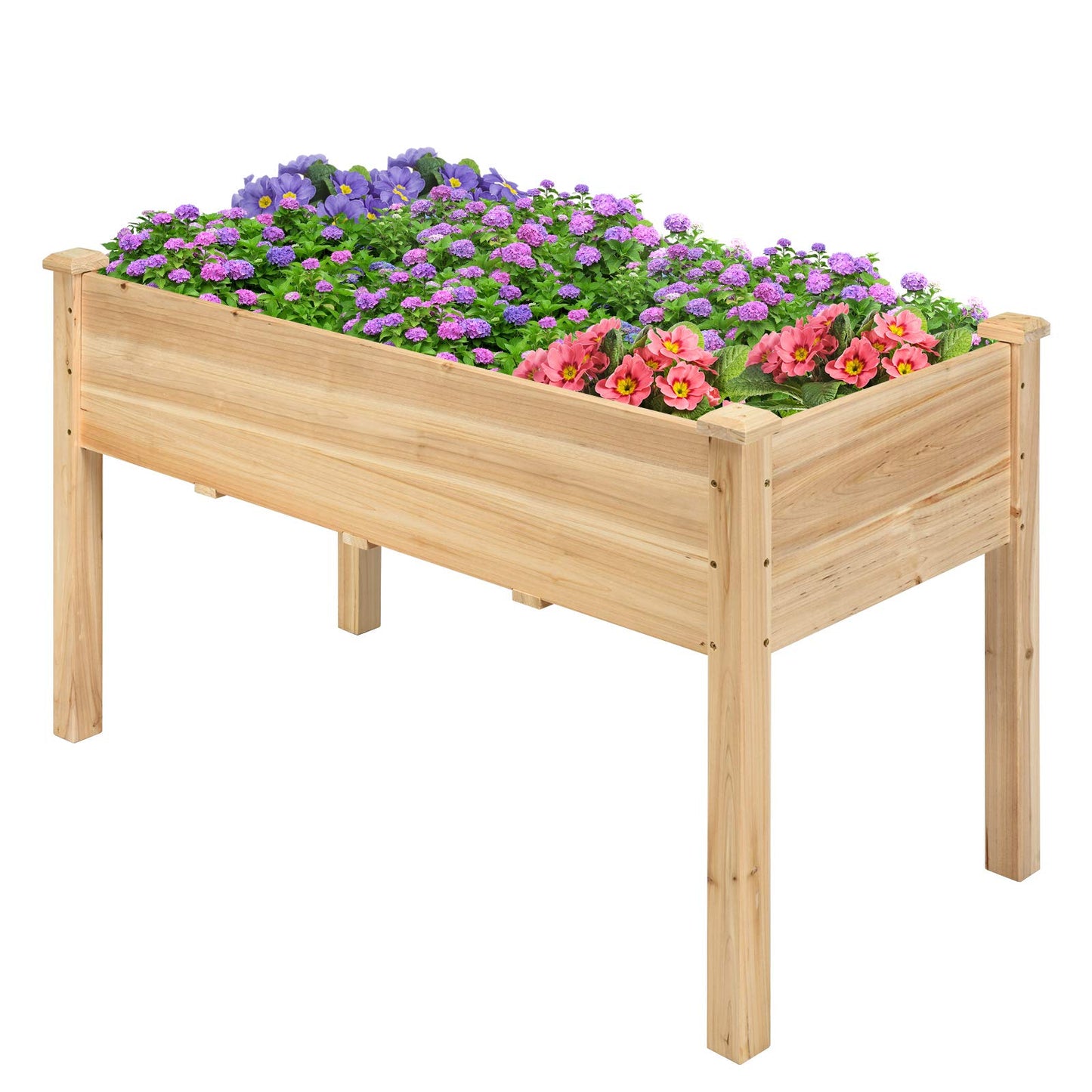 S AFSTAR Raised Garden Bed, Elevated Wooden Planter Box, 49.5”L x 23.5”W x 30”H, Outdoor Gardening Planting Bed for Vegetables, Flowers & Herbs Grow, Great for Backyard Patio Lawn (Natural)