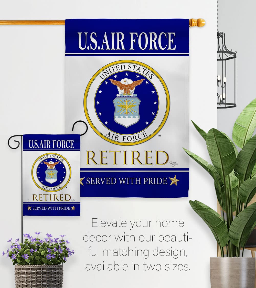 US Air Force Retired Garden Flag - Armed Forces USAF United State American Military Veteran Retire Official - House Decoration Banner Small Yard Gift Double-Sided Made in USA 13 X 18.5