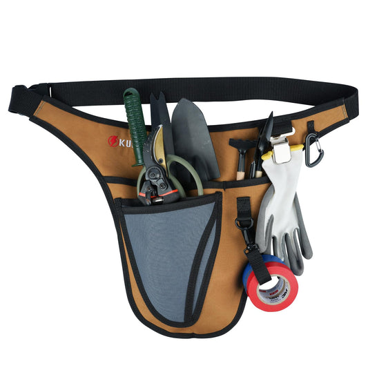 KUNN Garden Tool Waist Belt - 4 Deep Pockets Tool Apron for Women Men,Utility Pouch for Gardening,Electrican,Florists,Plumbing