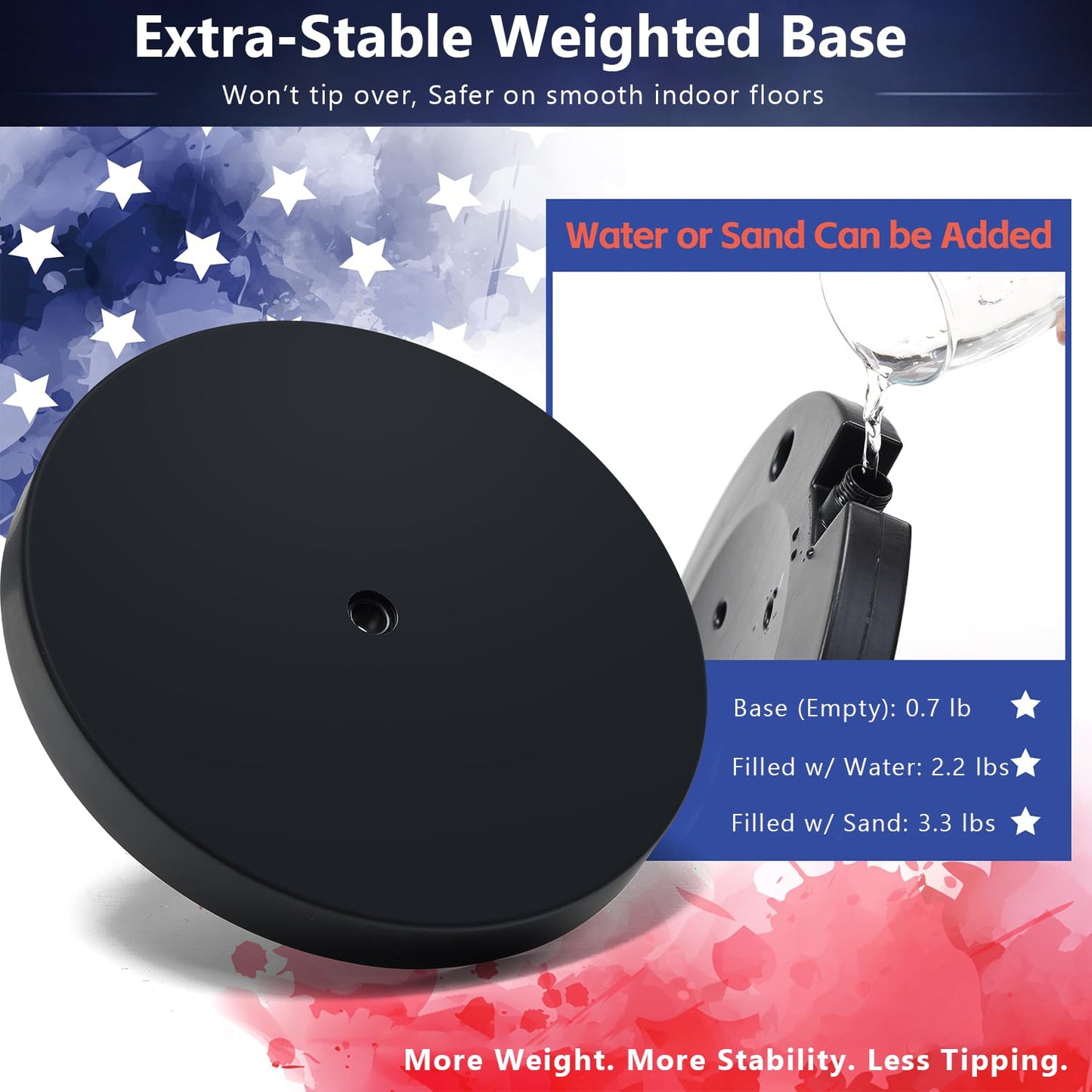 Flag Stand Indoor - 1" Heavy Duty Metal Flag Pole Set with Base,6-8ft Adjustable,Portable & Free Standing For Office,Conference Room,Classroom,Entryway,Outdoor Porch Deck (Black)