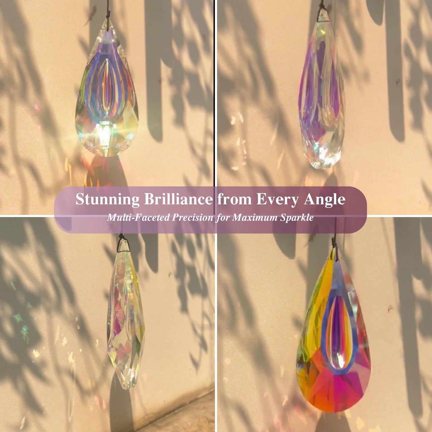 2in1 Design Luxury Wind Chimes & Suncatcher for Outside Deep Tone Wind Chime with Wooden Top Sun Catcher Prism for Window Porch Patio Decor Mother's Day wind chimes for Mom Sister Grandma Garden Gifts