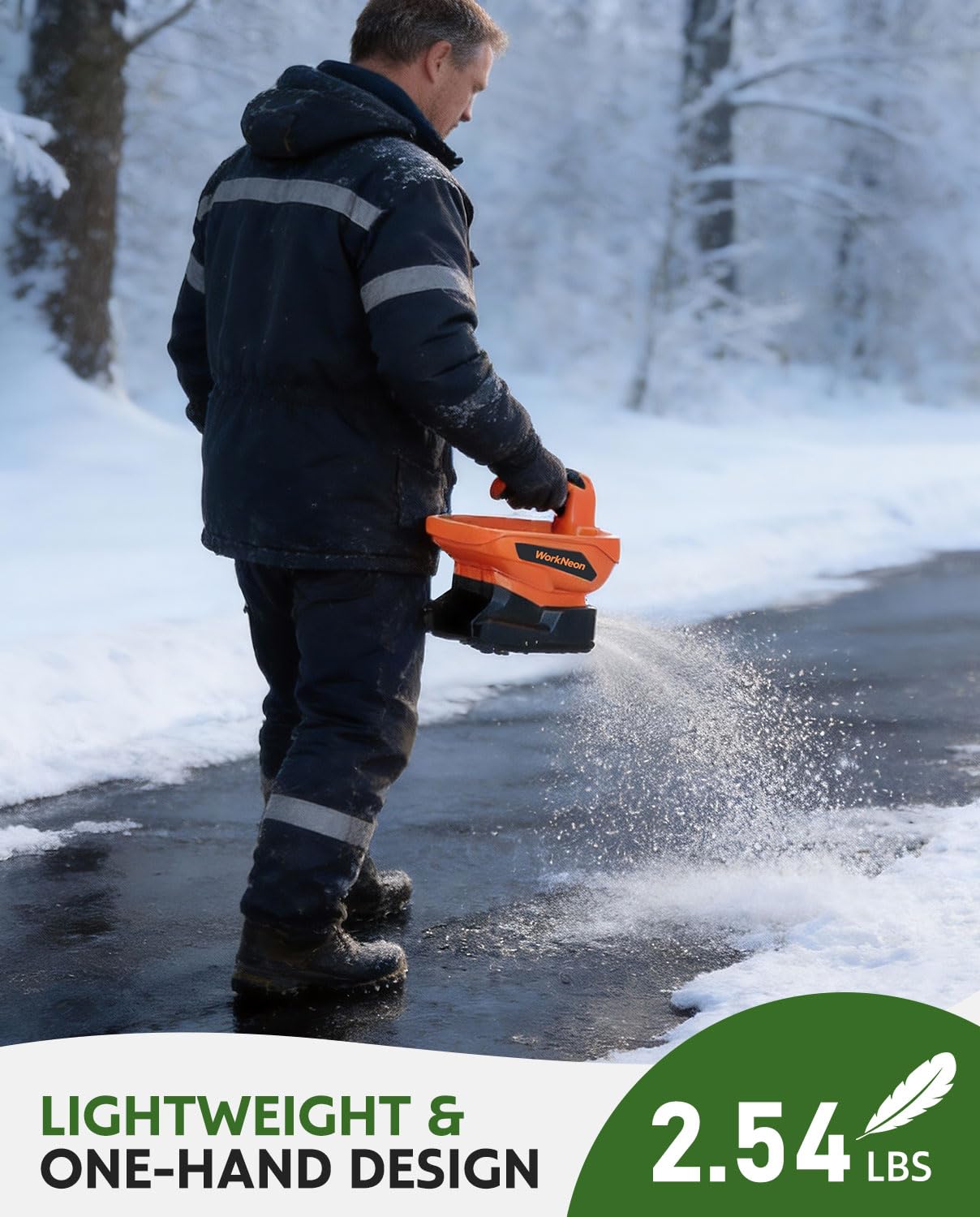 WorkNeon Battery Powered Seed Spreader, Handheld Power Spreader for Lawns, Rechargeable 7.2V Grass Spreader with 8-Level Settings and 3.3L Large Capacity for Snow, Rock Salt, Lawn, Garden