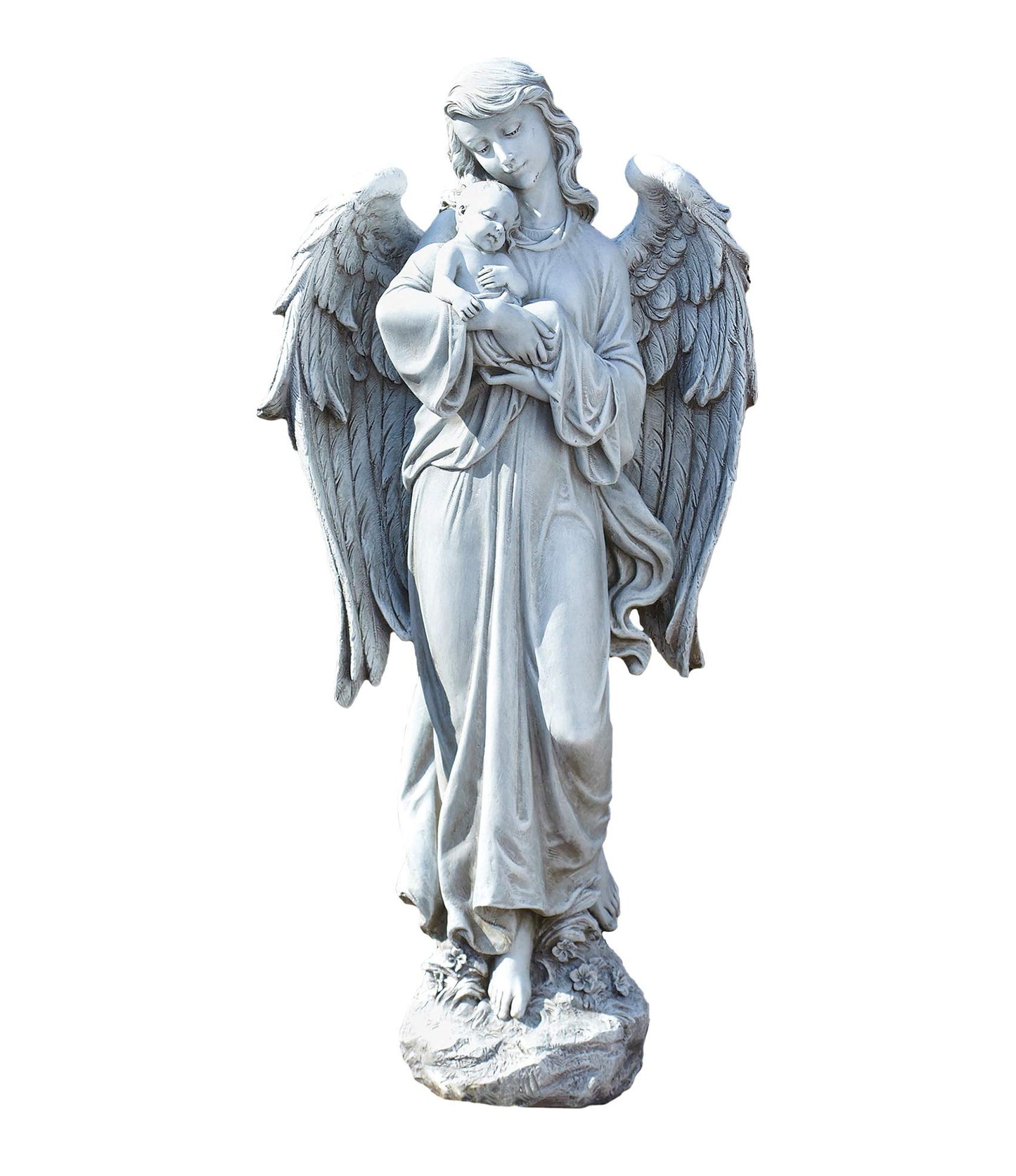 Joseph's Studio Angel Holding Baby Garden Statue – 25.5" Tall Religious Outdoor Décor – Durable Resin, Inspirational Christian Yard Sculpture