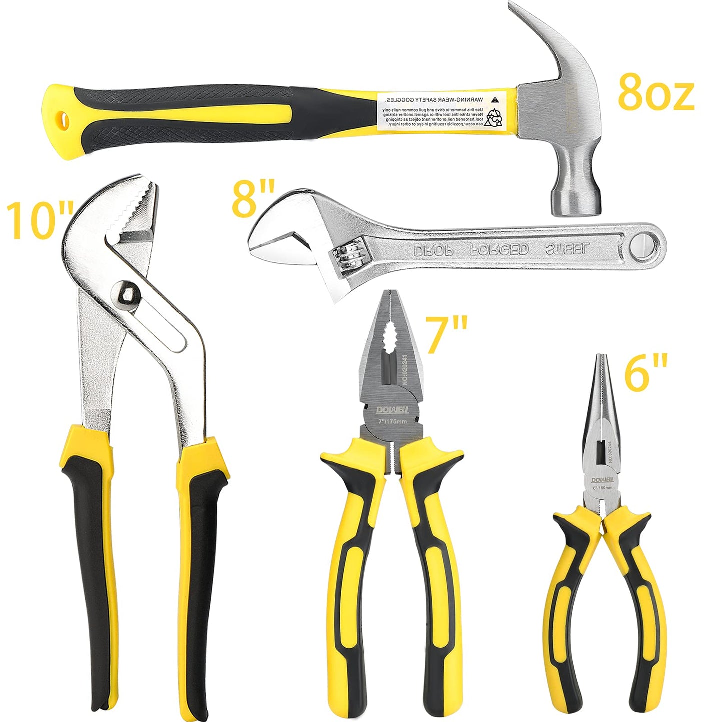 DOWELL Tool Set Tool Kit 19-Piece Household Tool Kit Set Pliers Screwdriver Set Hex Key Wrench with Storage Tool Bag Pouch HYT19
