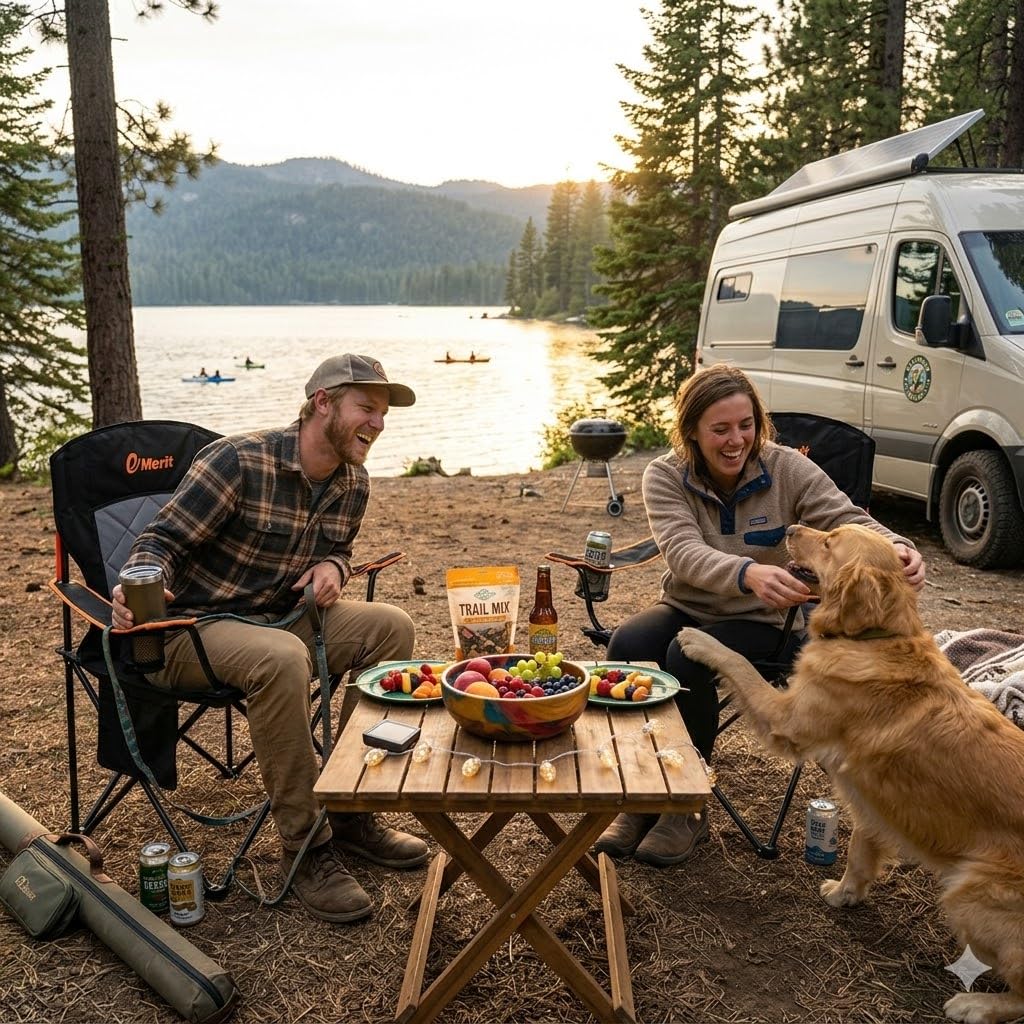EMERIT 2 Pack Oversized Padded Camping Chair, 350LB Heavy Duty Quad Fold Chair with Arms, Collapsible Outdoor Chairs with Lumbar Back & Cup Holder