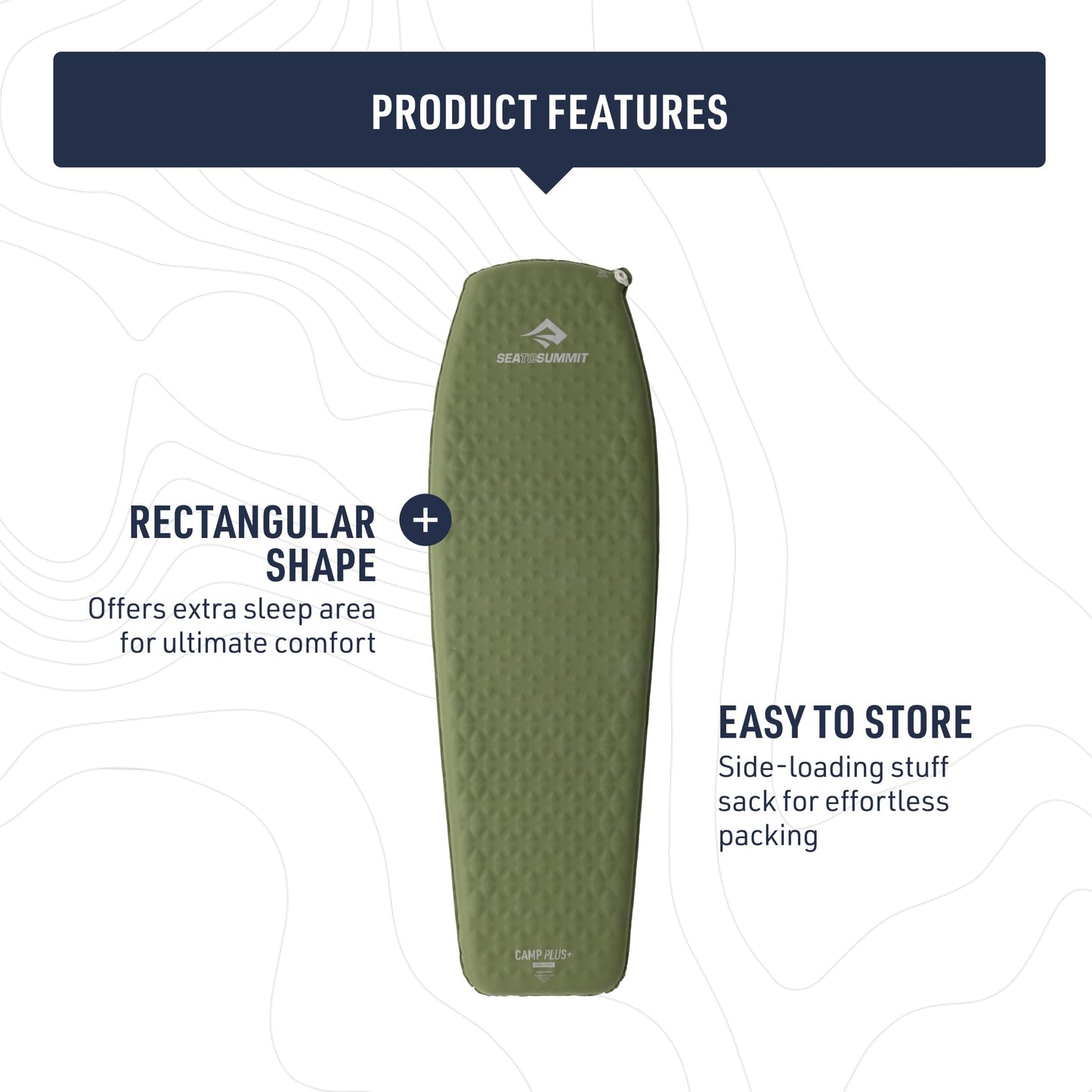 Sea to Summit Camp Plus Self-Inflating Foam Sleeping Mat for Camping - Rectangular - Regular (72 x 25.2 x 2.6 inches)