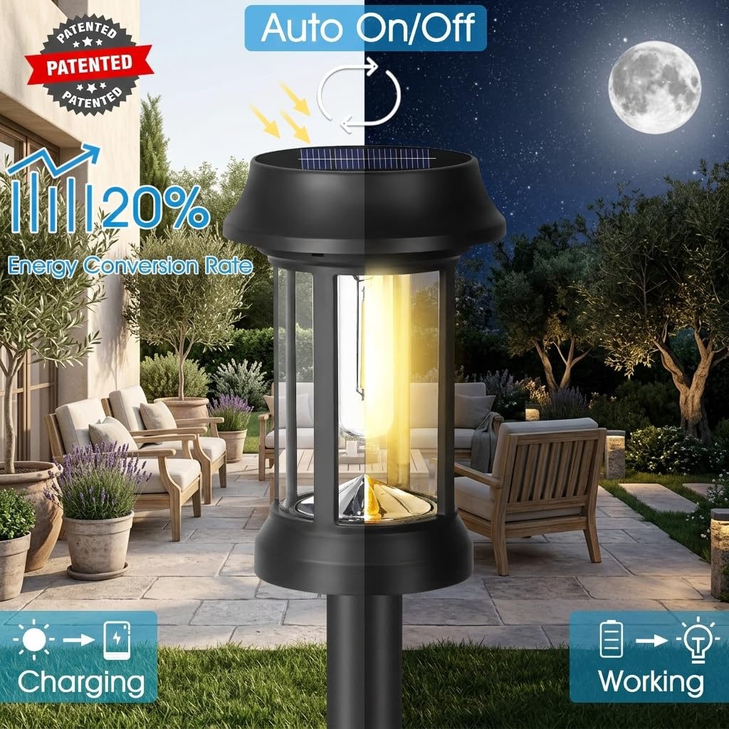 Eyrosa Solar Pathway Lights, 8 Pack Glass Solar Lights Outdoor, Solar Stake Lights Landscape Lighting for Outside Path Walkway Driveway Sidewalk Lawn Yard Garden Decor