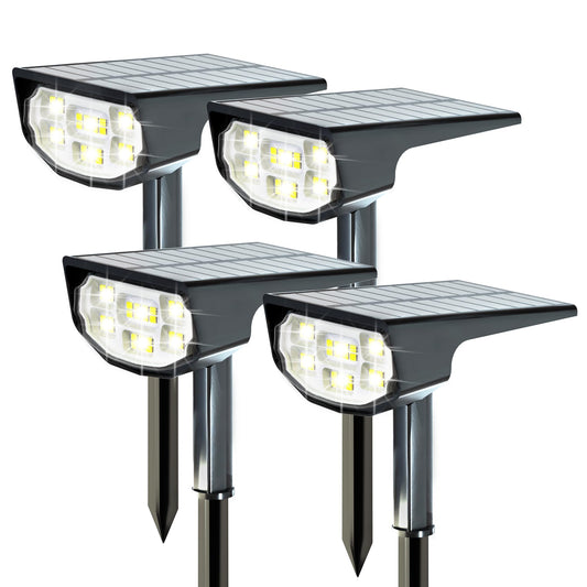 LuViva Solar Spot Lights Outdoor IP68 Waterproof, Ultra-Bright Performance，Simple Modes for Easier Operation, Auto On/Off，Solar Powered Landscape Lights for Garden, Yard, Pathway (Cool White, 4 Pack)