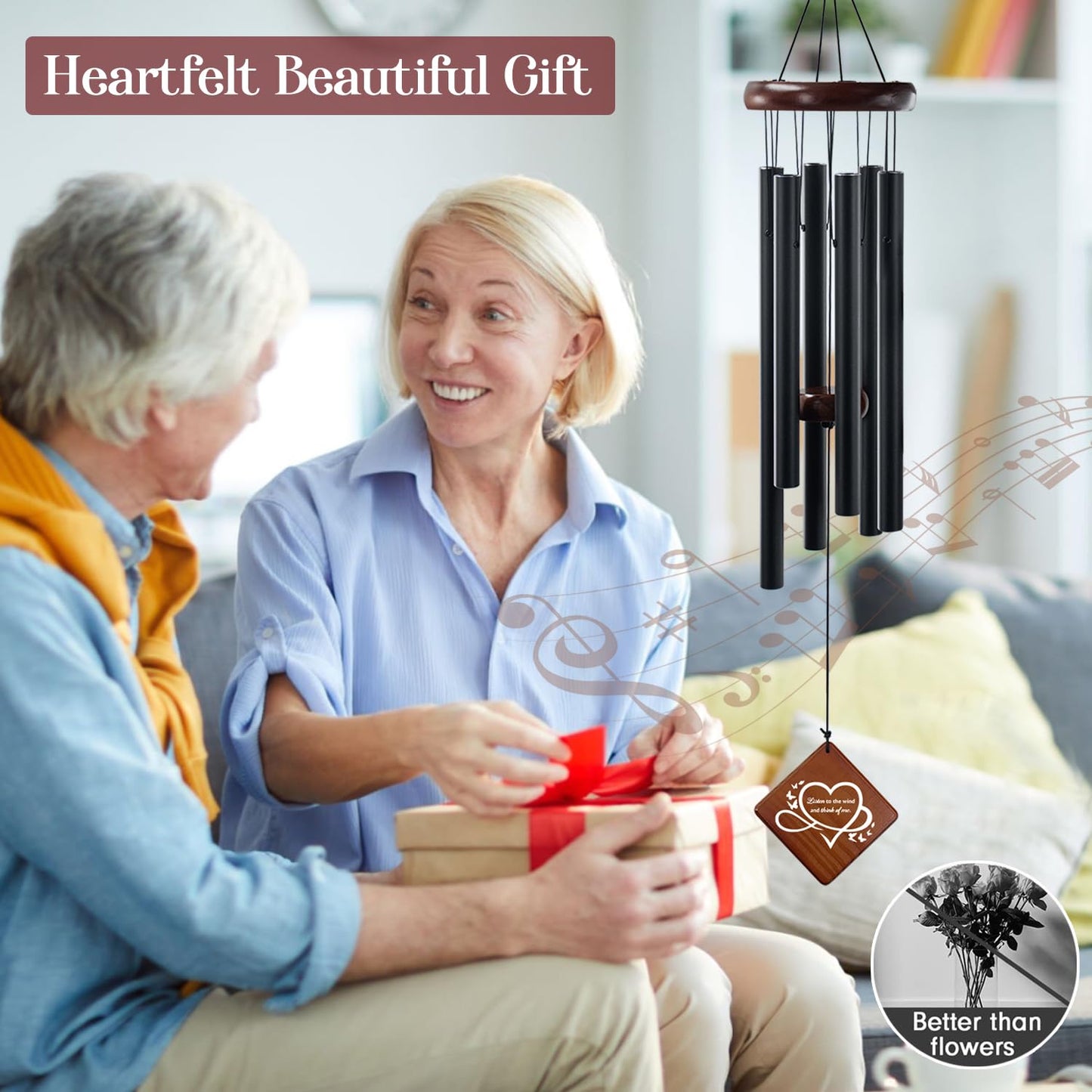 Windchimes in Memory of a Loved One, 36'' Memorial Wind Chime for Outside, Sympathy Wind Chime for Loss of Mother, Father or Loved One, Bereavement Condolence Remembrance Gift for Loss of Loved One
