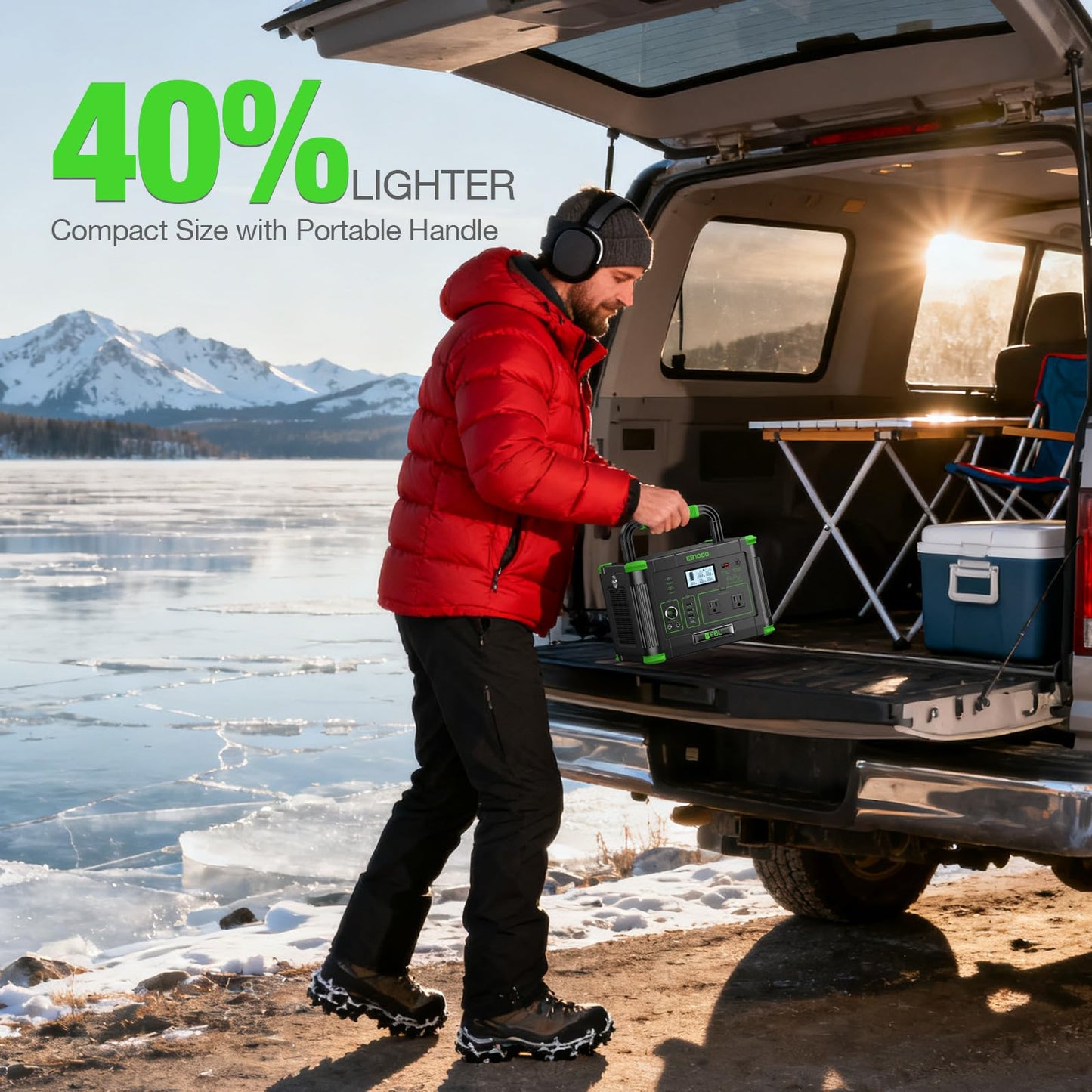 EBL Portable Power Station 1000W Solar Generator 999Wh Fast Charging Backup Battery with 5W Wireless Charging & Multiple Ports for Camping, Home Backup, RV & Off-Grid