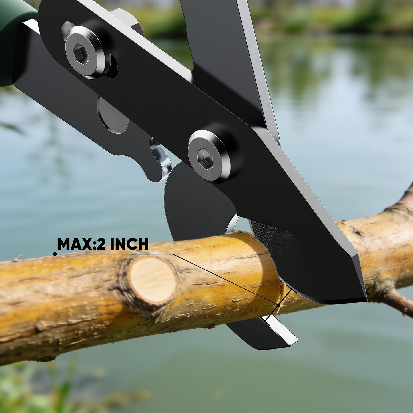 GARTOL 2-Inch Cutting Capacity Bypass Loppers, 26-33" Extendable Tree Branch Cutter, Professional Gear-Driven Labor-Saving Heavy Duty Pruners, Carbon Steel Teflon Blade & Lightweight Aluminum Handles