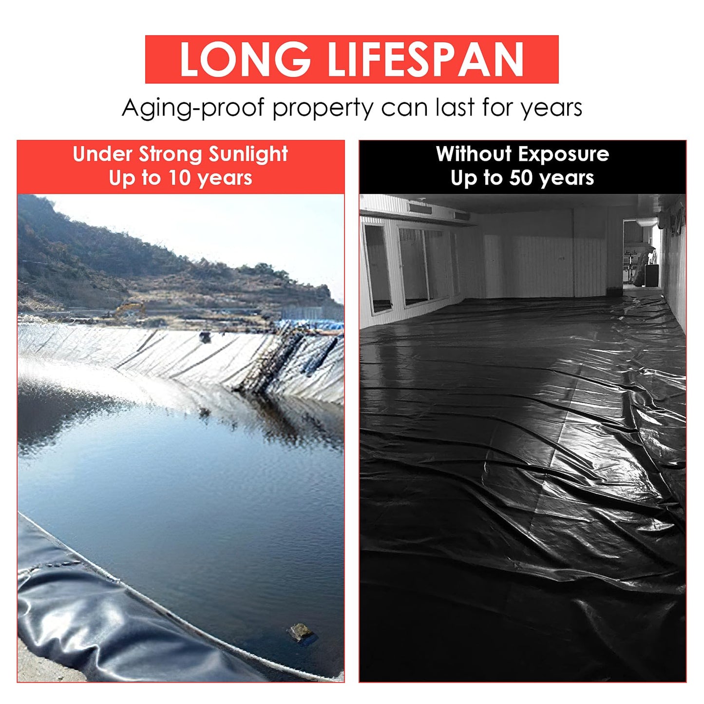 ExploreHorizon 10x15 ft Pond Liner, 45 Mil Thickness, Pliable & Durable EPDM Material, Easy Cutting & UV Resistant, for Fish or Koi, Features, Waterfall Base, Fountains and Water Gardens