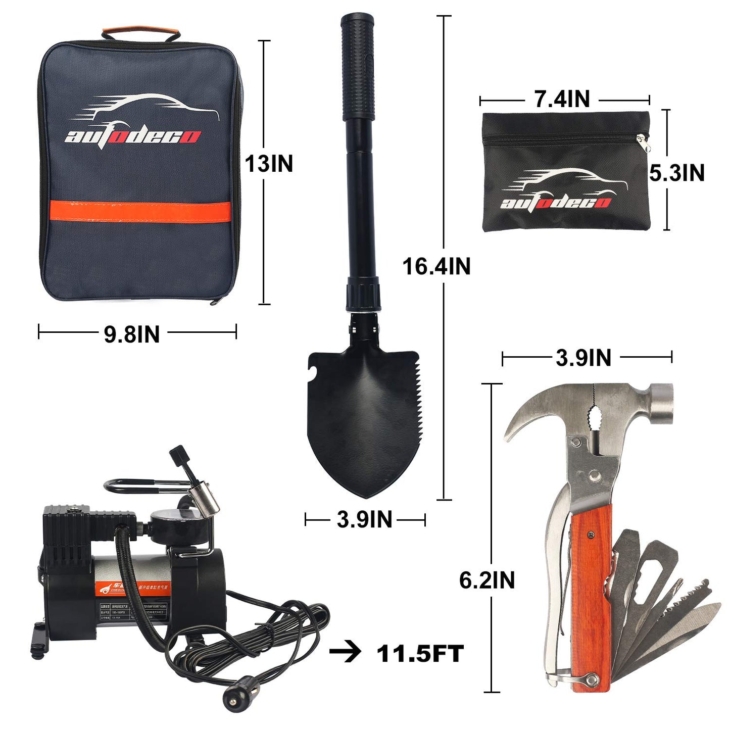 AUTODECO Roadside Emergency Car Kit for Vehicles 95 Pieces