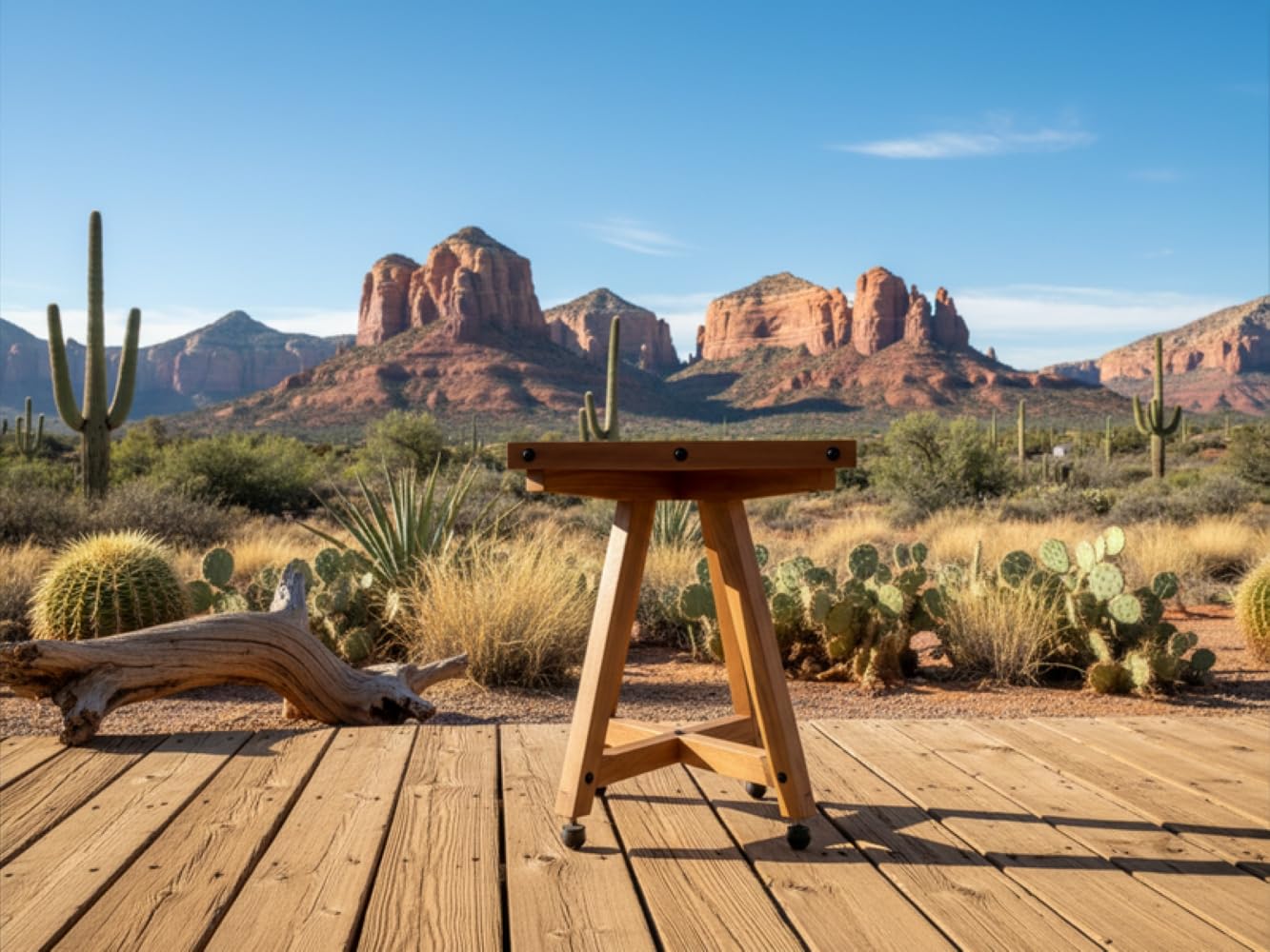 Handcrafted Outdoor-Indoor Table, Unfinished Hardwood, Side Table, 19" X18.5" Tabletop [Width] 24.75" [Height]