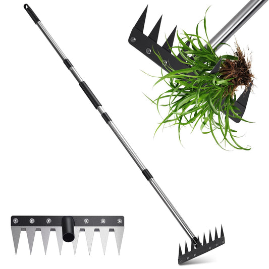 Stainless Steel Weeding Tool withSaw Blade - 4-Section Detachable Handlefor Effortless Gardening, YardWork & Weed Removal