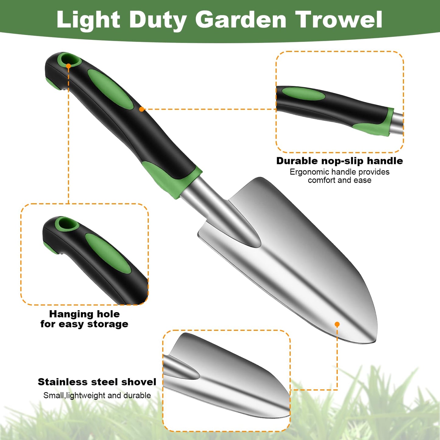 PercyEffie10 Pcs Garden Trowel Bulk, Heavy Duty Shovels Garden Tool, Small Shovel for Digging Metal Hand Trowel Spade with Soft TPR Handle for Flower Soil Planting Digging Transplanting