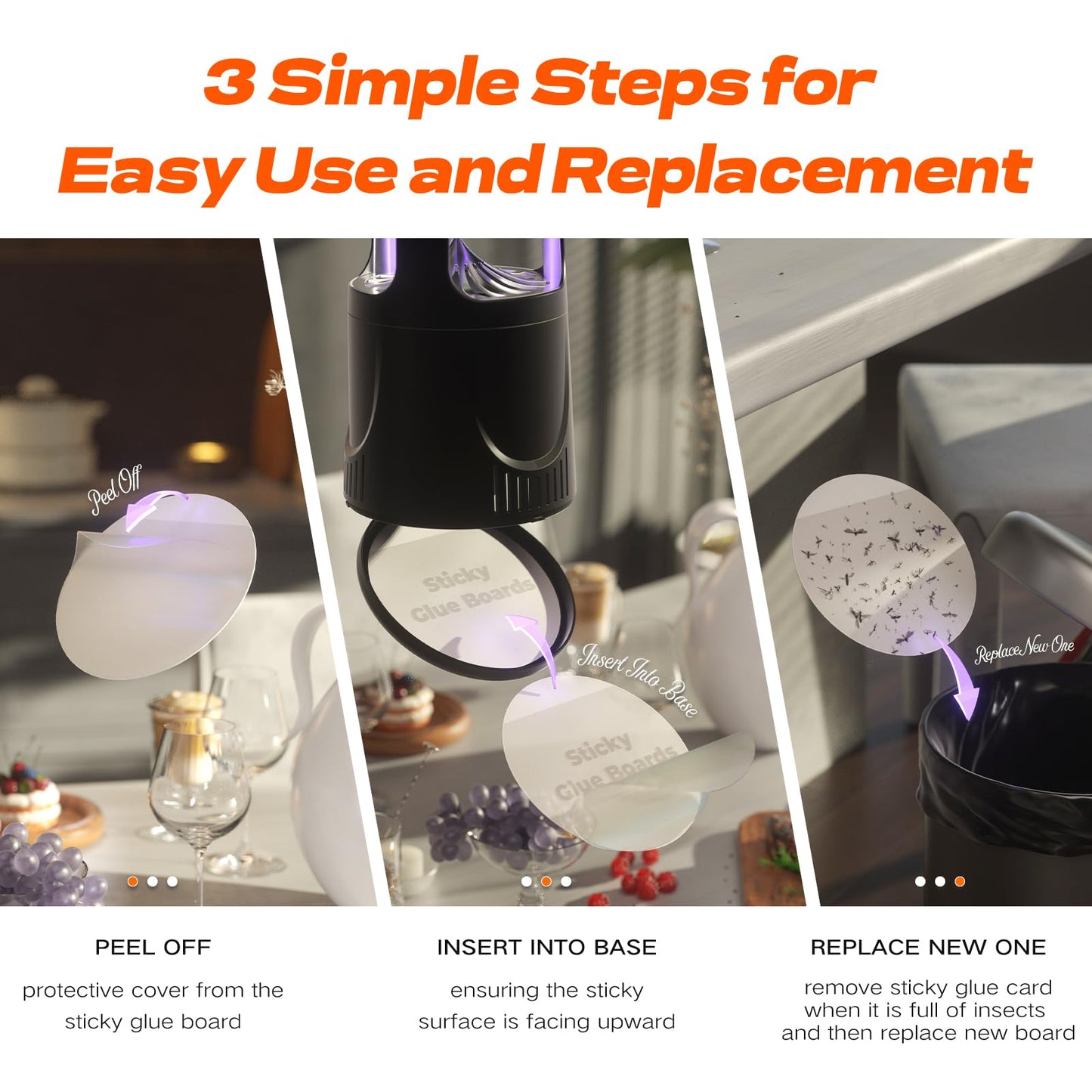 Fly Traps Indoor, Fruit Fly Trap for Home, Flying Insect Trap with Suction, Mosquito Traps Indoor & 10 Pcs Sticky Glue Boards, Gnat Traps for House Indoor