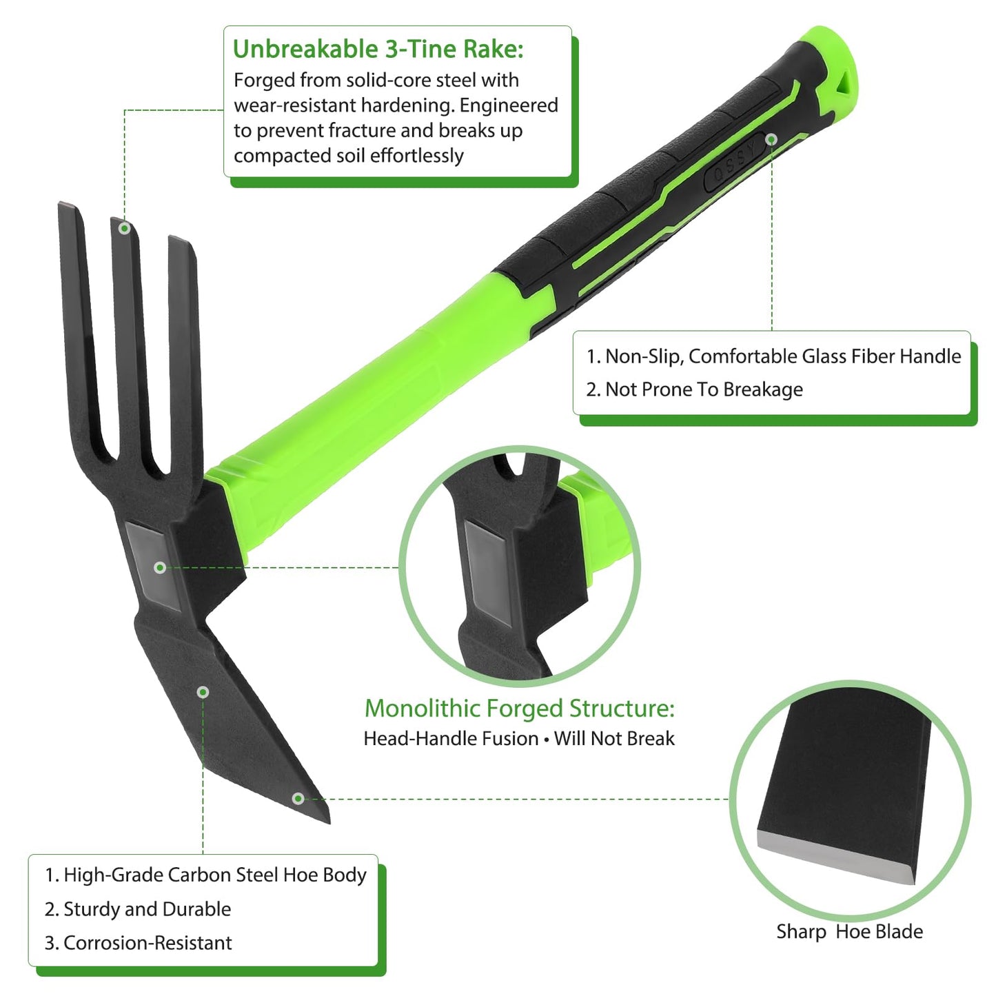 NAUKII 15 inch Garden Hoe Durable and Comfortable Handle Garden Tools for Flower Work