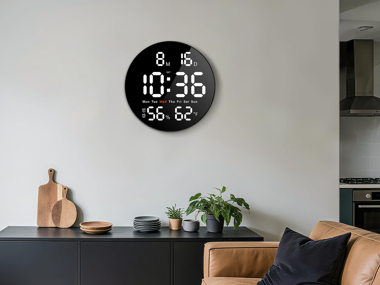 Brauthon Large Digital Wall Clock for Classroom, 10 Inch Large Display LED Electric Round Clocks for Teachers, Kids Office with Date, Temperature, Timer, Remote Control (White)