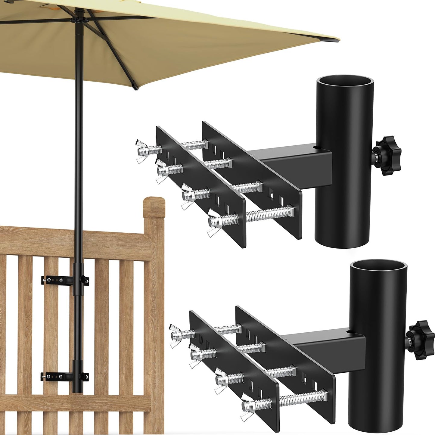 Yantuo Patio Umbrella Holder for Deck Railing, Adjustable Patio Umbrella Base Outdoor Umbrella Stand, Outdoor Umbrella Holder Fixed Clip Deck