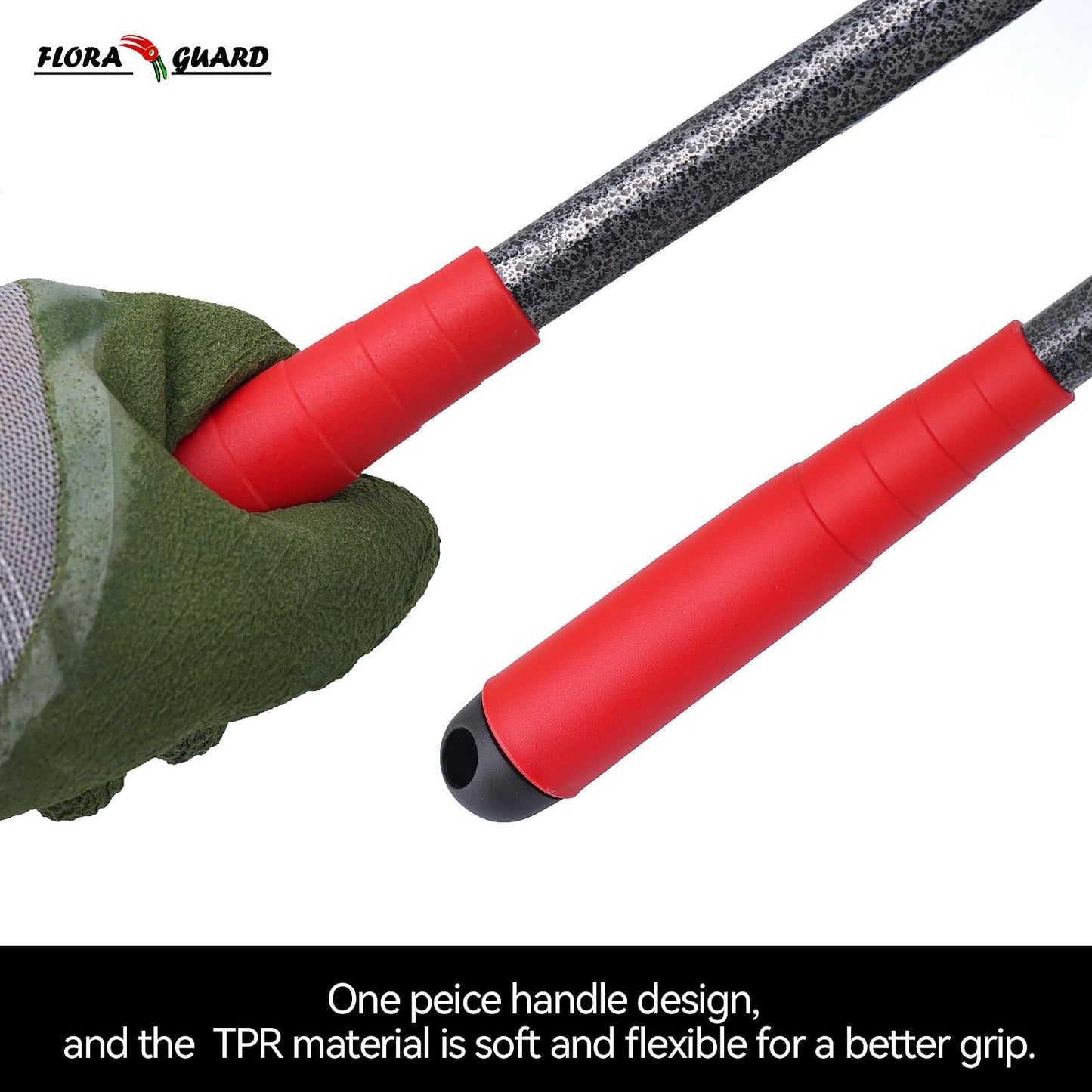 FLORA GUARD 6-Piece Garden Tool Set, Heavy Duty Gardening Hand Tools,Includes Trowel, Rake, 2-in-1 Hoe & Crack Weeder, Durable Yard Gardening Tools, Ideal Gardening Gift for Men & Women