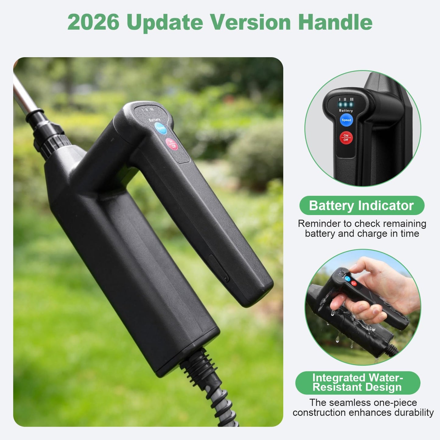 SideKing 2 Gallon Battery Powered Sprayer, Electric Garden Sprayer with 3 Adjustable Pressures & Telescopic Wand, Rechargeable Weed Sprayer for Lawn, Yard & Pest Control, 4 Nozzles Included