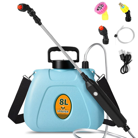 2 Gallon Battery Powered Garden Sprayer,2025 Upgraded Electric Weed Sprayer with 3 Adjustable Speed, Battery Indicator,Rechargeable Retractable Wand with Adjustable Shoulder Strap for Lawn,Garden,Yard