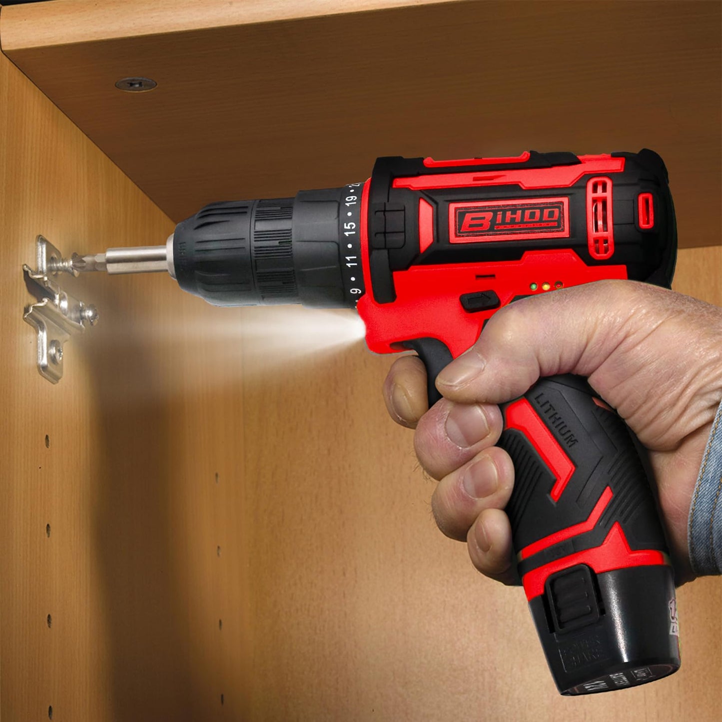 12V Cordless Drill Driver Set, 43pcs Home Tool Kit with 2-Speed & 25+1 Torque, LED Light, Fast Charger, Battery Included for DIY, Wood Metal Plastic, Gift for Men Women