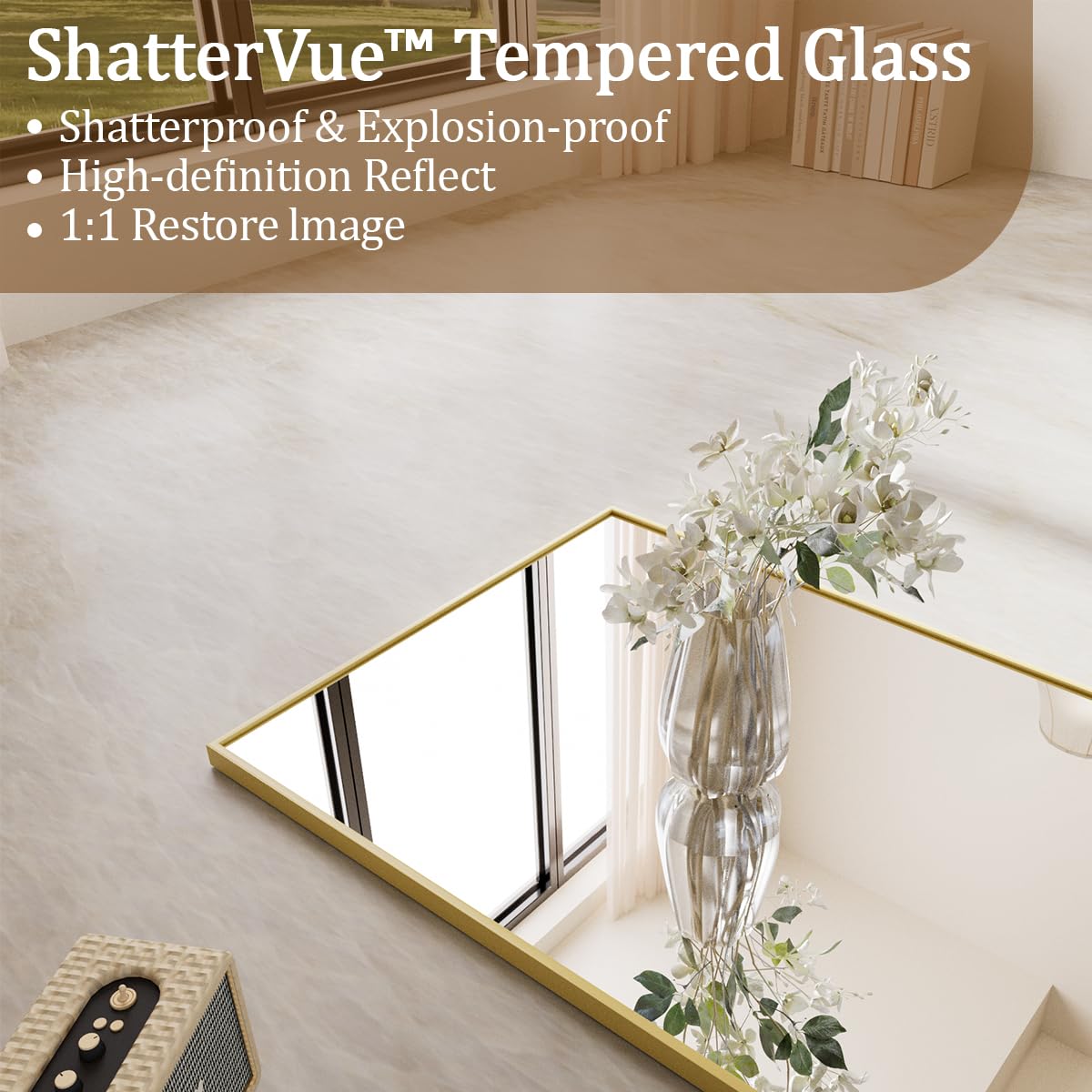 Koonmi 65"x24" Floor Mirror Full Length, Bedroom Floor Body Mirror with Stand, Large Gold Mirror, Leaning, Standing or Hanging Horizontally/Vertically