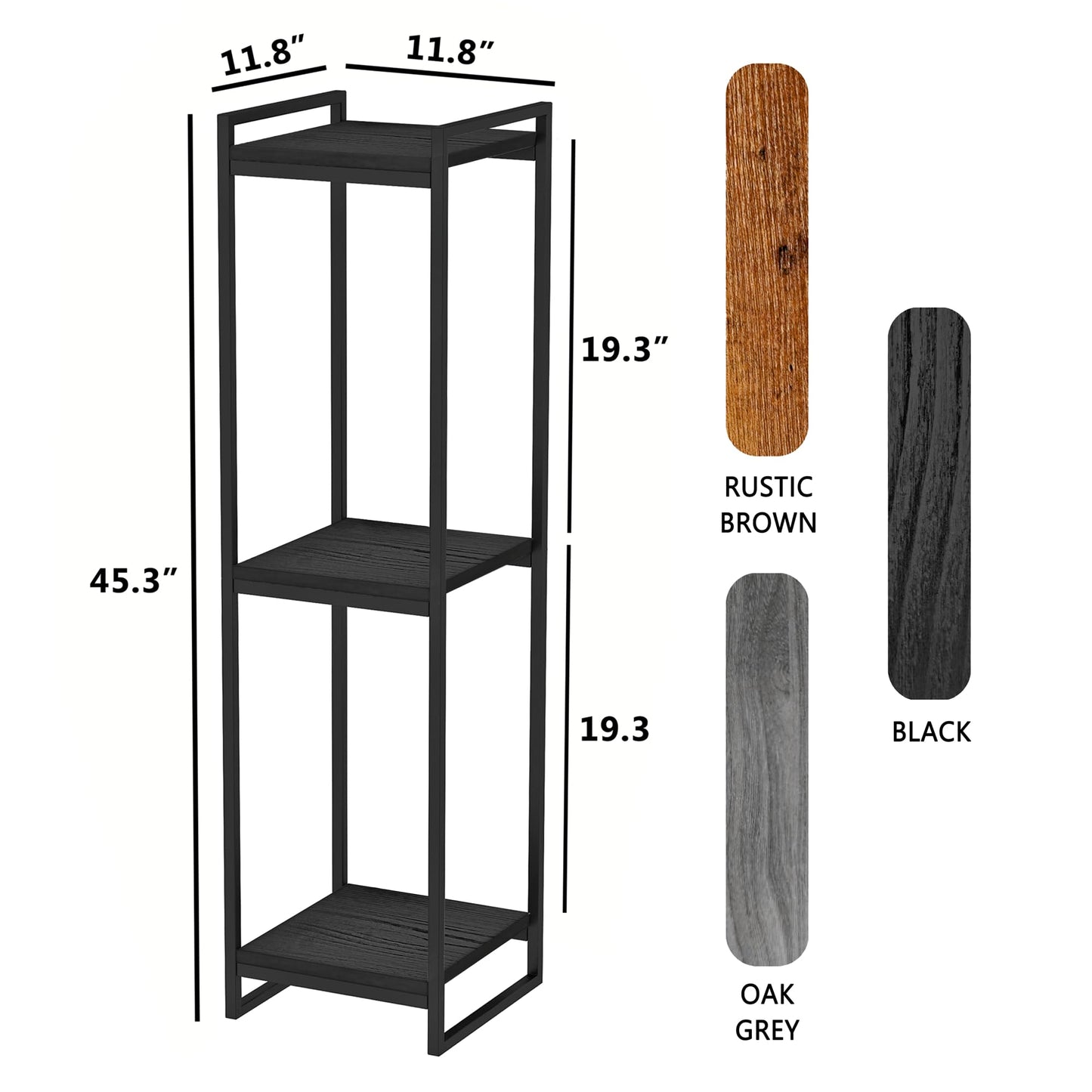 FONHAYE 45" Tall Plant Stand Indoor, 3-Tier Modern Plant Shelf Corner Flower Pot Holder Organizer for Living Room Balcony Garden, Black