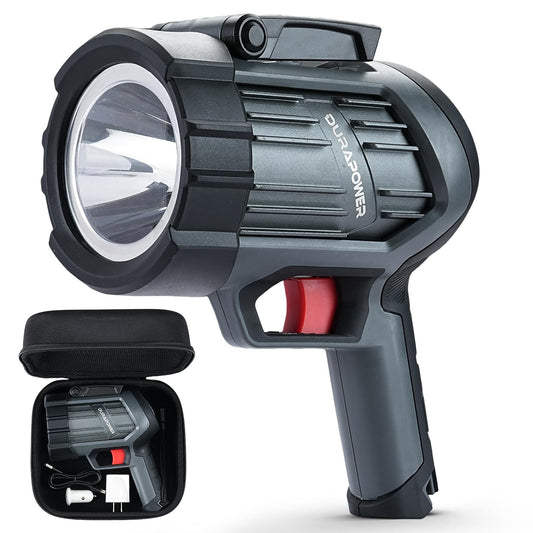 Durapower Ultra Bright High Lumen Rechargeable Spotlight, IP67 Waterproof and Shockproof Portable Torch, Suitable for Outdoor, Camping, Emergency, Hunting and Search and Rescue scenarios