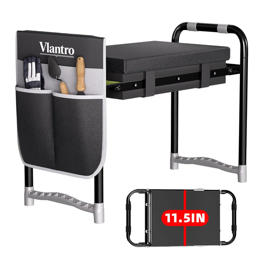 Vlantro 2-in-1 Garden Kneeler & Seat – Heavy Duty Foldable Gardening Bench, 400 lbs Capacity, Thick Removable Kneeling Pad, Waterproof Oxford Cushion, Portable Tool Pouch, for Seniors, Women, Mom