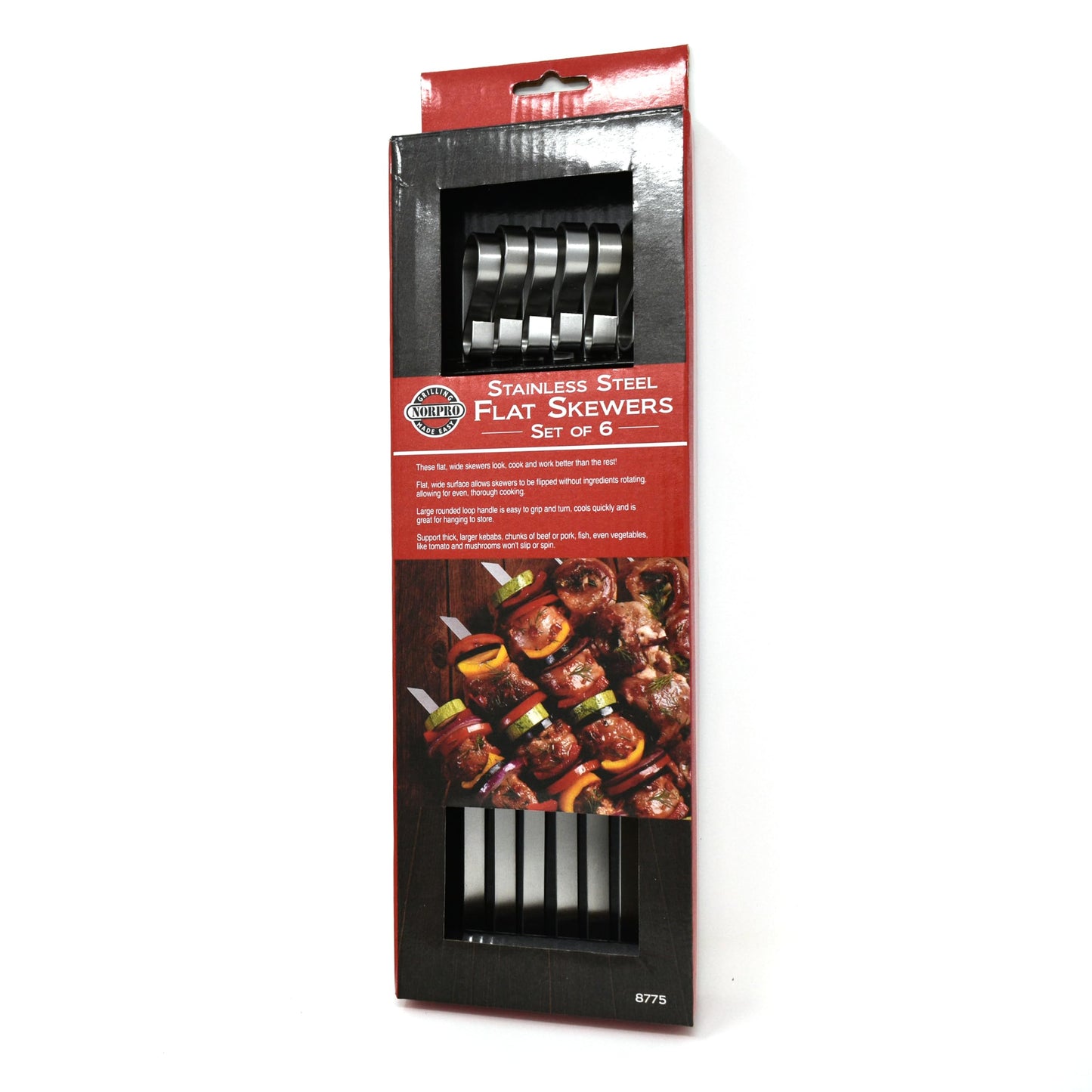 Norpro 8775 Stainless Steel Flat Skewers, Set of 6, 12.5" in length