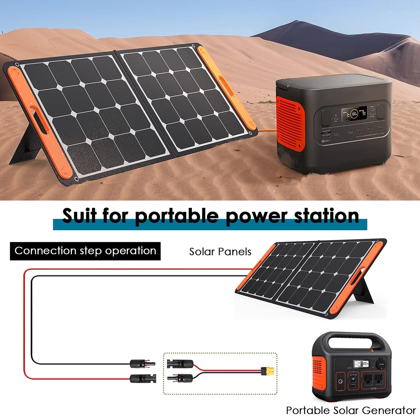 MOOKEERF Solar to XT60 Charge Extension Cable 25FT 12AWG XT60 Solar Cable for Portable Power Station Battery Pack