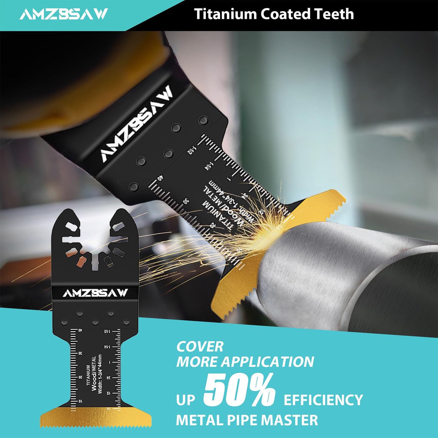 AMZBSAW 110PCS Oscillating Saw Blades Set, Professional Blades for Soft Metal Wood Plastics, Quick Release Multi Tool Blades Kits for Oscillating Tool Accessories