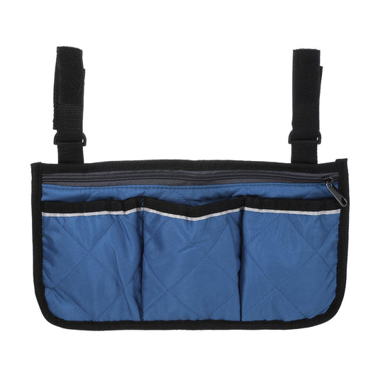 PATIKIL Beach Chair Armrest Bag, Waterproof Beach Chair Hanging Storage Pouch Arm Rest Magazine Snack Bag with 4 Pockets for Camping Outdoors, Dark Blue