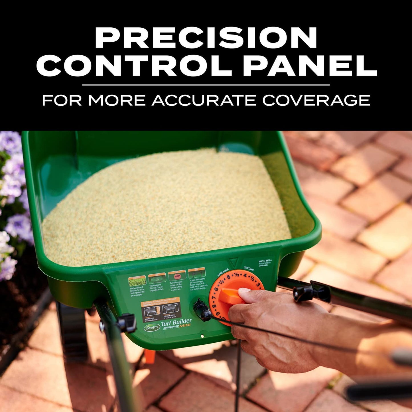 Scotts Turf Builder EdgeGuard Mini Broadcast Spreader - Spreads Grass Seed, Fertilizer and Salt - Holds up to 5,000 sq. ft. of Scotts Grass Seed or Fertilizer Products
