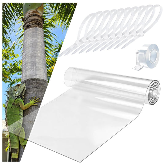 GRETJOB 79" L x 16" W Plastic Tree Trunk Protector Guard, Iguana & Squirrel Baffle for Tree Trunk with 10 Cable Tie and Tape to Protect Damaged Bark, Easy Install Reusable