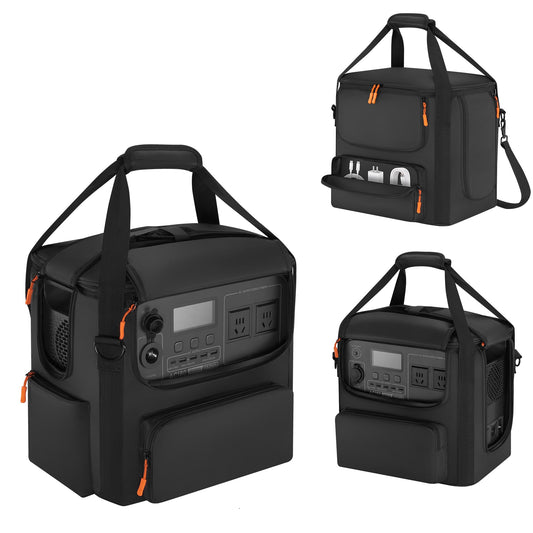 Portable Power Station Carrying Bag Compatible with BLUETTI AC180, Power Station Storage Case for Charging Cable and Accessories (BLACK, Without Retractable Handle)