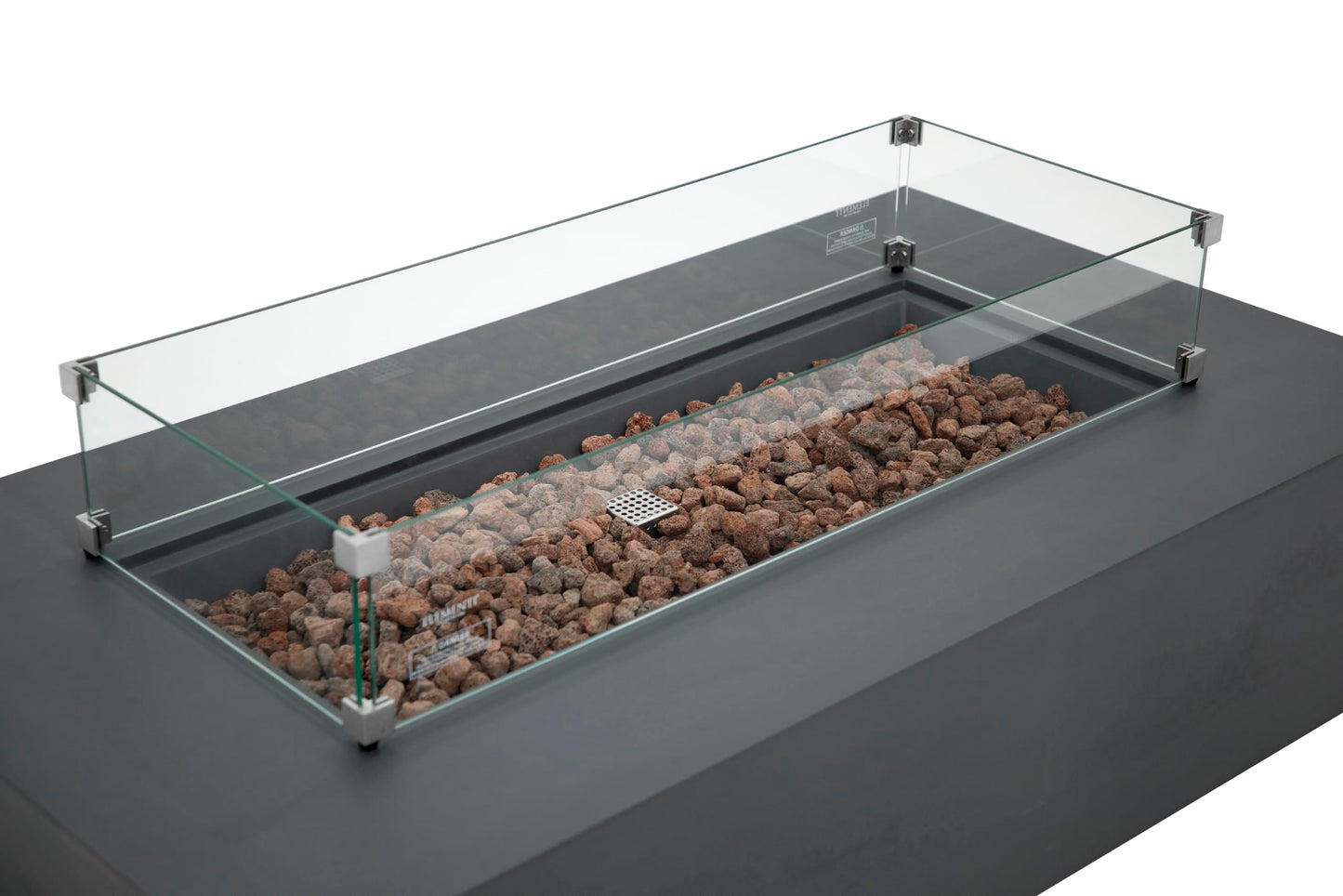 AMS Creations | Madison 60" Bundle Rectangular Propane Gas Outdoor Fire Pit Table | Dark Gray Concrete GFRC | Smooth Texture or Surface | Electronic Ignition | Outside Backyard Fireplace