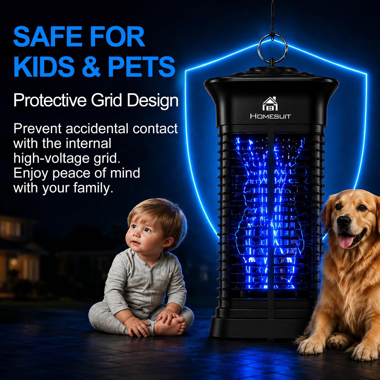 Homesuit Bug Zapper 15W for Outdoor and Indoor, High Powered 4000V Electric Mosquito Zappers, Mosquito Killer, Electronic Mosquitoes Light Bulb Lamp for Home Backyard Patio