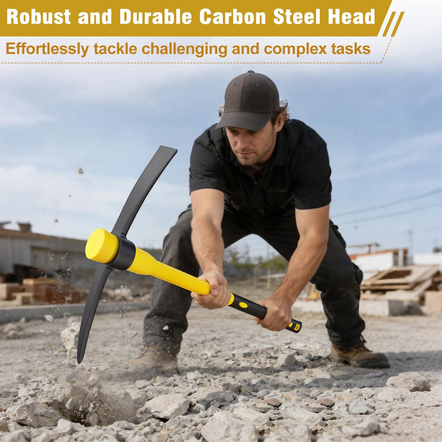 NAUKII 36 inch Garden Hoe Fiberglass Handle Hoe Garden Tool Carbon Steel Hand Tools
